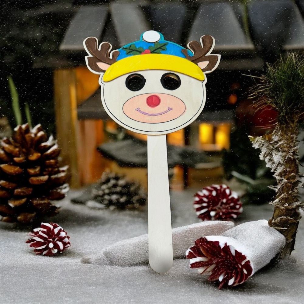 Macy's Festive Reindeer Face Sculpture - Yellow, Blue, Red